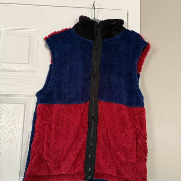 Original Use Blue Navy Red Fleece Fur Vest Jacket - Picture 1 of 5